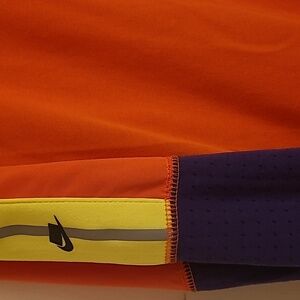 Nike Men's Vibrant Orange/Coral and Purple Long Sleeve Running Shirt 80s 90s
